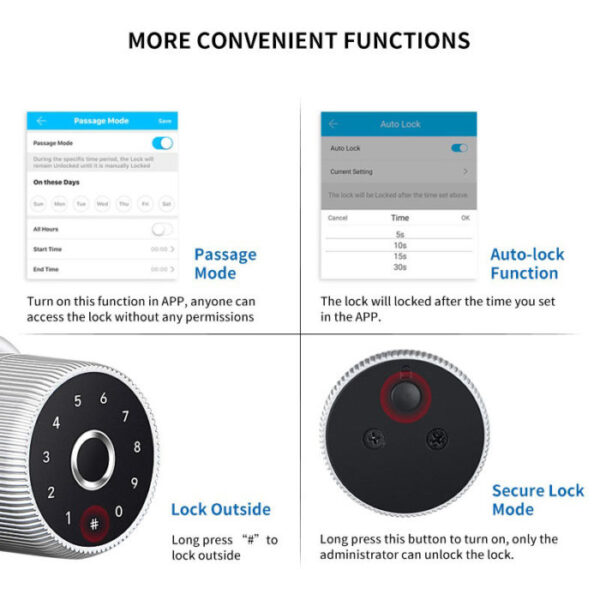 Mobile APP Smart Fingerprint Door knob with Google home and Alex